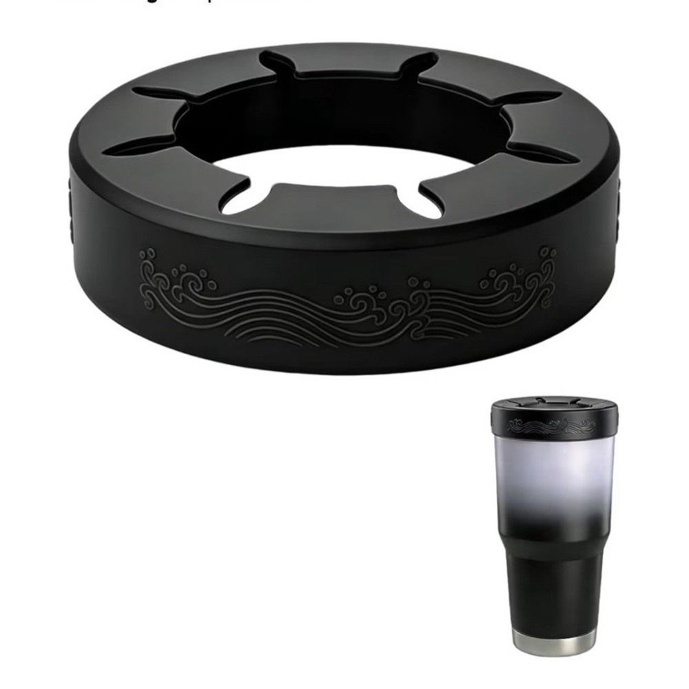 2 PK Ice Coffee Silicone Ring Reusable for 30oz - 40oz Tumbler Diameter 4" Black